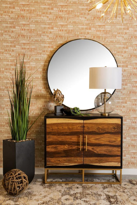 Zara 2-door Accent Cabinet Black Walnut and Gold - Visions in Furniture (La Mirada, CA)