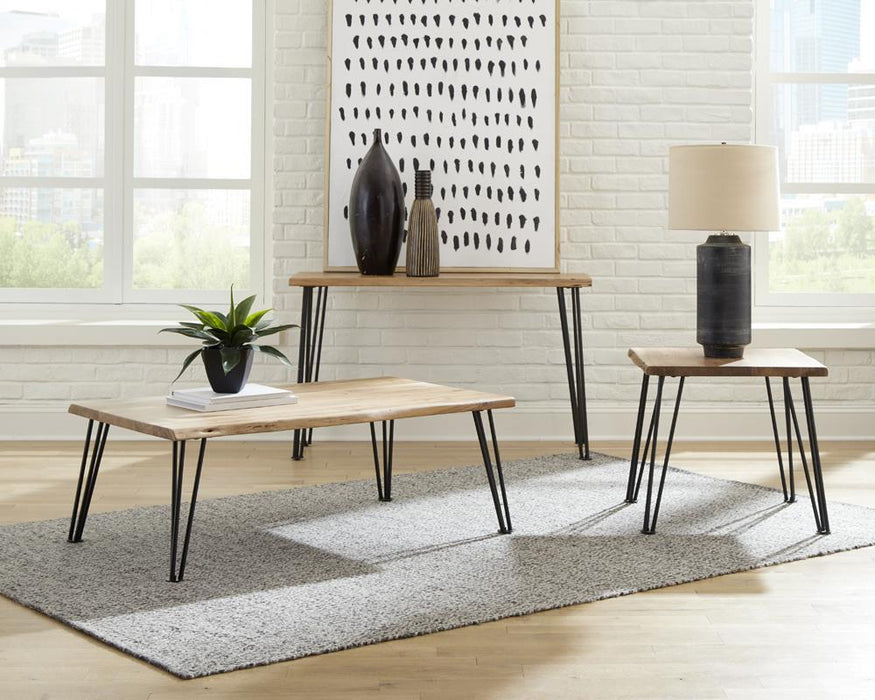 Zander End Table with Hairpin Leg Natural and Matte Black - Visions in Furniture (La Mirada, CA)