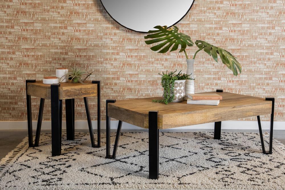 Winston Wooden Square Top End Table Natural and Matte Black - Visions in Furniture (La Mirada, CA)