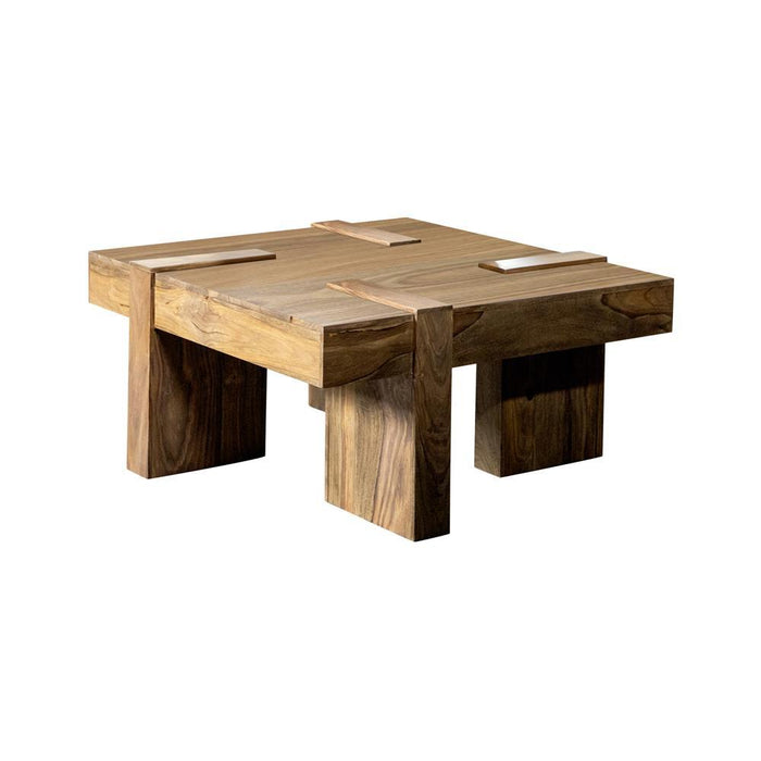 Samira Wooden Square Coffee Table Natural Sheesham - Visions in Furniture (La Mirada, CA)