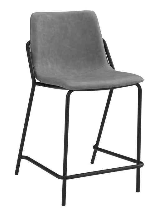 Earnest Solid Back Upholstered Counter Height Stools Grey and Black (Set of 2) - Visions in Furniture (La Mirada, CA)