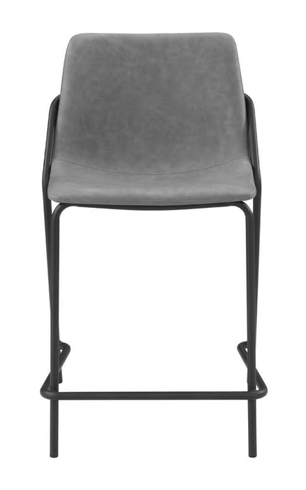 Earnest Solid Back Upholstered Counter Height Stools Grey and Black (Set of 2) - Visions in Furniture (La Mirada, CA)