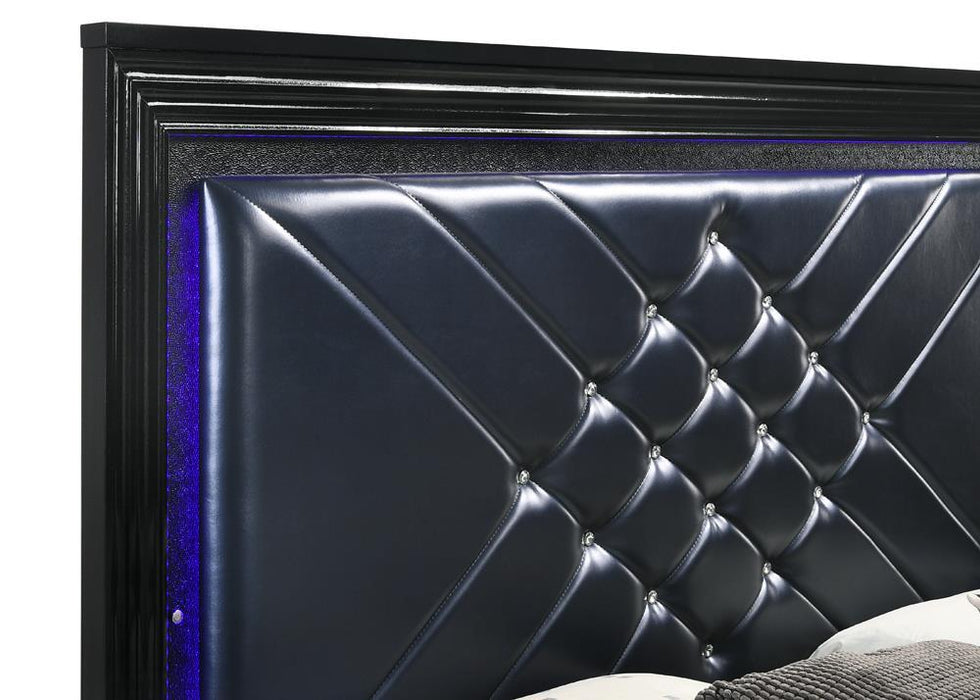 Penelope Queen Bed with LED Lighting Black and Midnight Star - Visions in Furniture (La Mirada, CA)