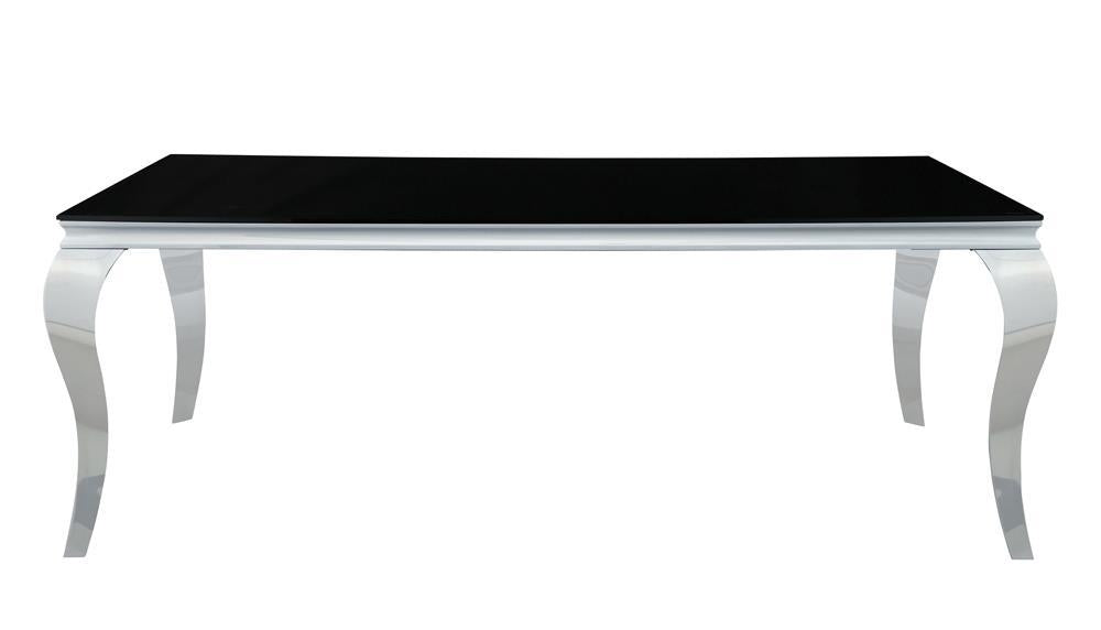Carone Rectangular Glass Top Dining Table Black and Chrome - Visions in Furniture (La Mirada, CA)