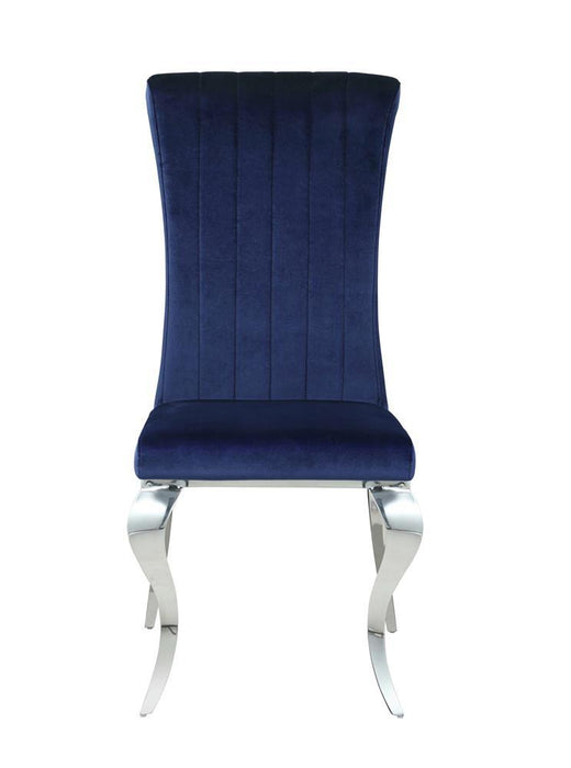 Betty Upholstered Side Chairs Ink Blue and Chrome (Set of 4) - Visions in Furniture (La Mirada, CA)
