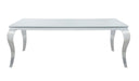 Carone Rectangular Glass Top Dining Table White and Chrome - Visions in Furniture (La Mirada, CA)