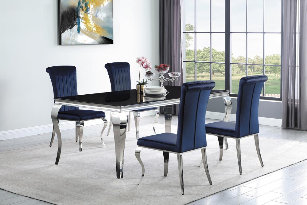Betty Upholstered Side Chairs Ink Blue and Chrome (Set of 4) - Visions in Furniture (La Mirada, CA)