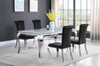 Carone Rectangular Glass Top Dining Table White and Chrome - Visions in Furniture (La Mirada, CA)