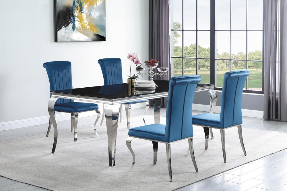 Betty Upholstered Side Chairs Teal and Chrome (Set of 4) - Visions in Furniture (La Mirada, CA)