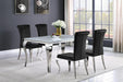 Carone Rectangular Glass Top Dining Table White and Chrome - Visions in Furniture (La Mirada, CA)