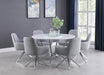 Abby Round Dining Table with Lazy Susan White and Chrome - Visions in Furniture (La Mirada, CA)