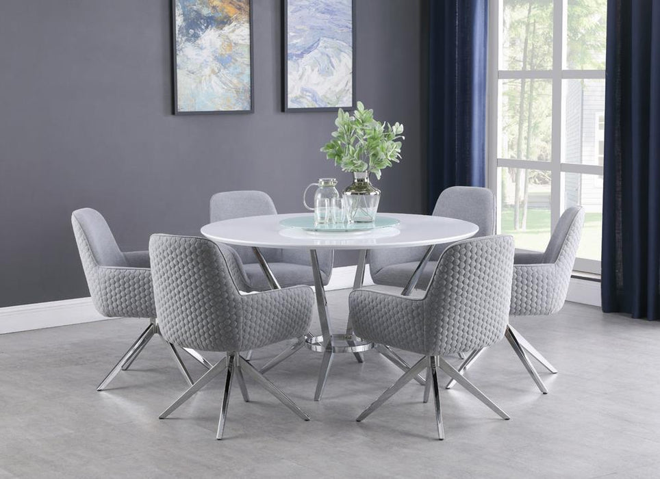 Abby Flare Arm Side Chair Light Grey and Chrome - Visions in Furniture (La Mirada, CA)