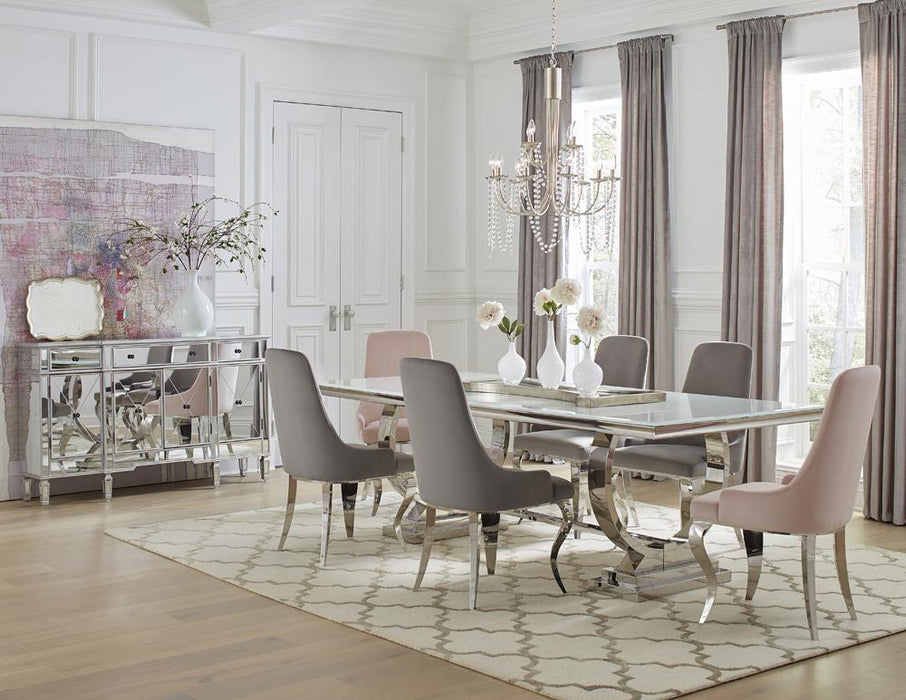 Antoine Upholstered Demi Arm Dining Side Chairs (Set of 2) - Visions in Furniture (La Mirada, CA)