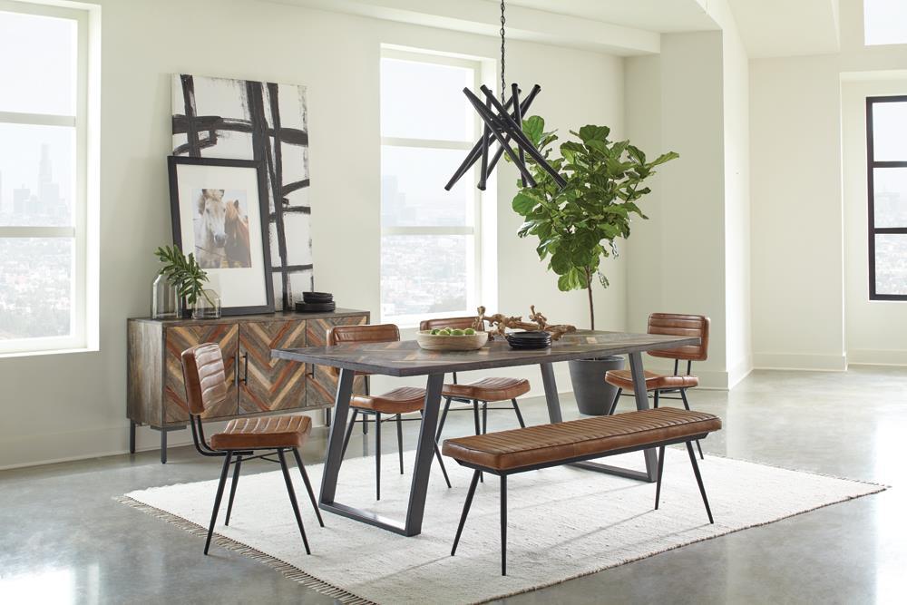 Misty Cushion Side Bench Camel and Black - Visions in Furniture (La Mirada, CA)