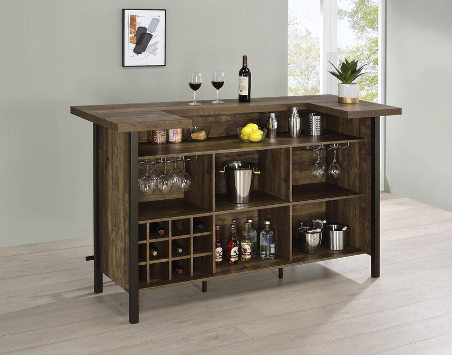 Bellemore Rectangular Storage Bar Unit Rustic Oak - Visions in Furniture (La Mirada, CA)