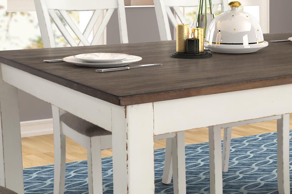 Fortress 7-piece Dining Set Chestnut and Vintage White - Visions in Furniture (La Mirada, CA)
