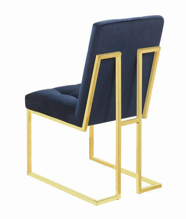 Cisco Tufted Back Side Chairs Ink Blue (Set of 2) - Visions in Furniture (La Mirada, CA)