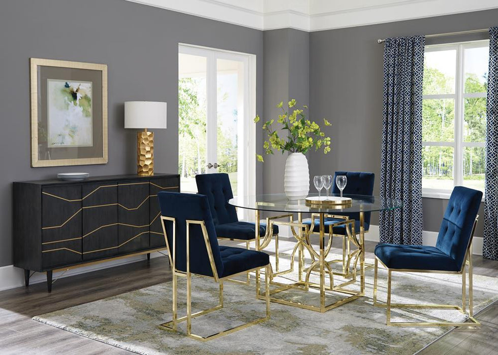 Cisco Tufted Back Side Chairs Ink Blue (Set of 2) - Visions in Furniture (La Mirada, CA)