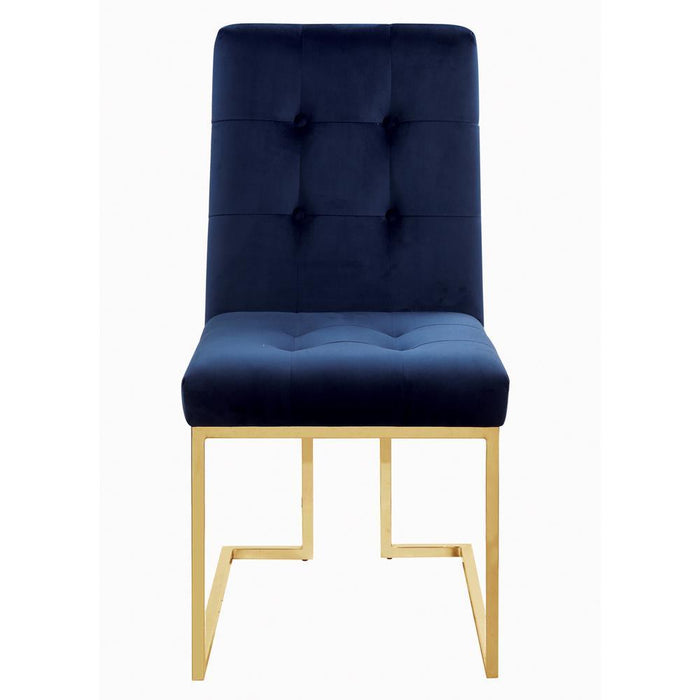 Cisco Tufted Back Side Chairs Ink Blue (Set of 2) - Visions in Furniture (La Mirada, CA)