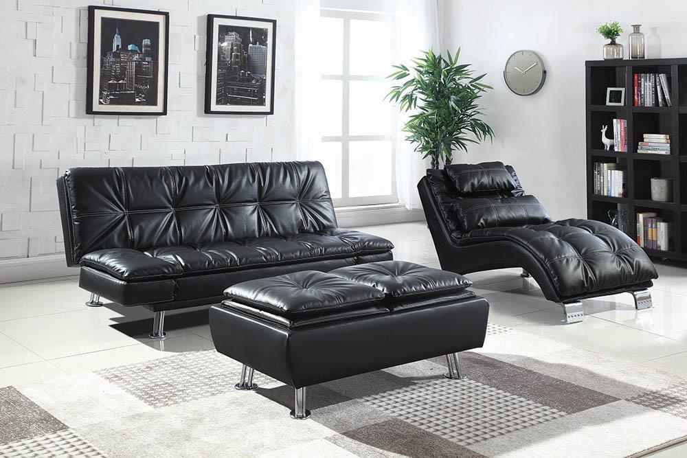 Dilleston Upholstered Chaise Black - Visions in Furniture (La Mirada, CA)