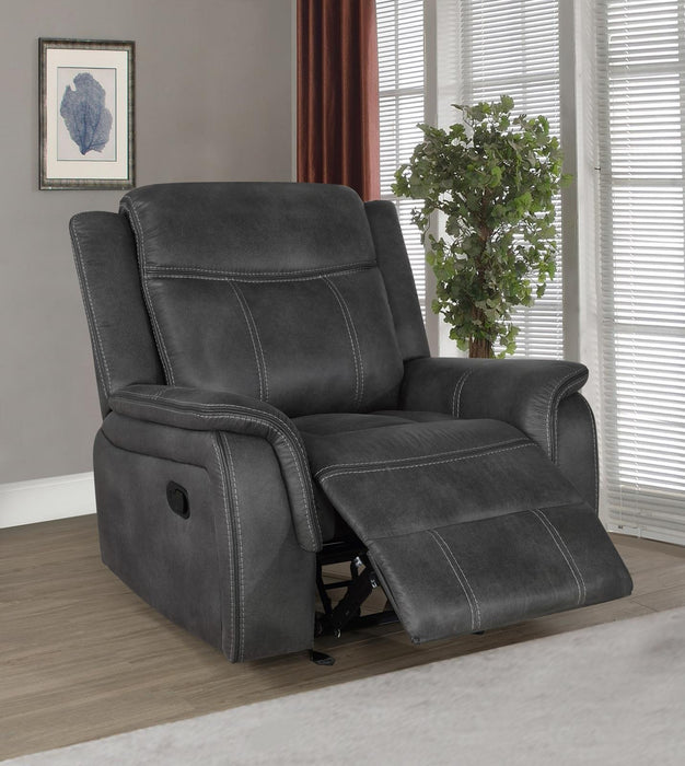 Lawrence Upholstered Tufted Back Glider Recliner - Visions in Furniture (La Mirada, CA)