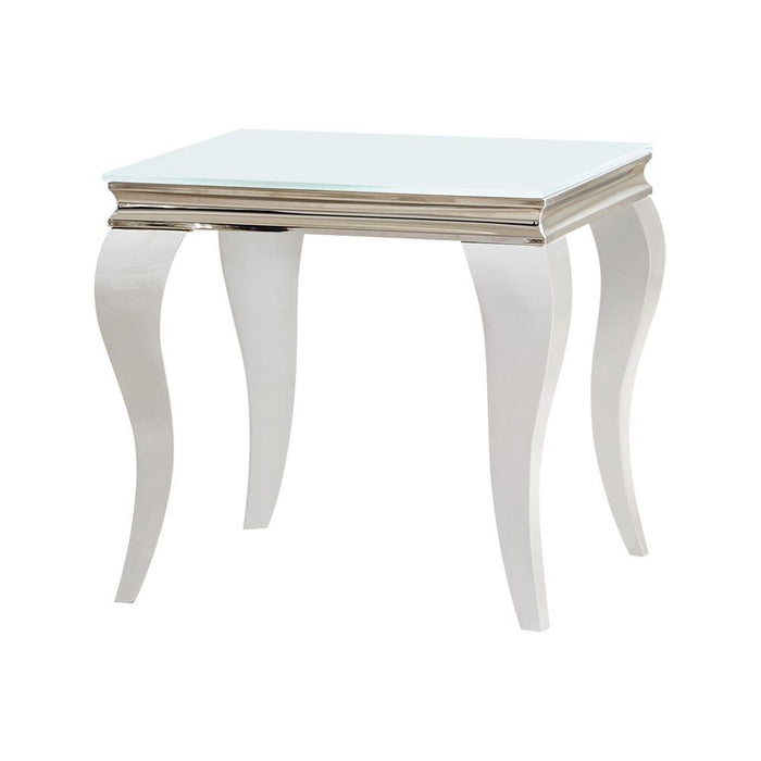 Luna Square End Table White and Chrome - Visions in Furniture (La Mirada, CA)