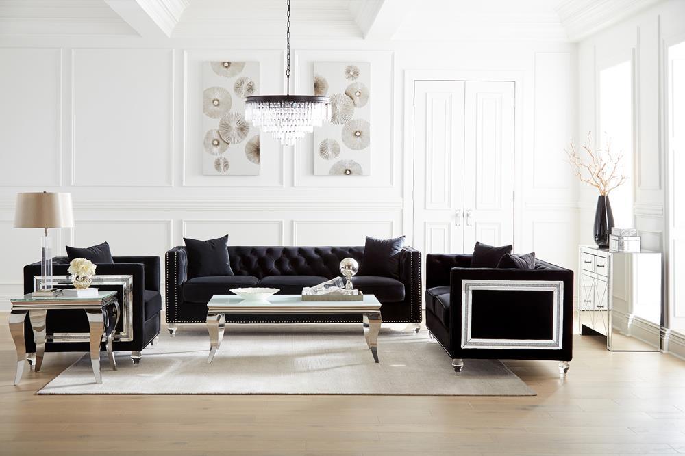 Luna Square End Table White and Chrome - Visions in Furniture (La Mirada, CA)