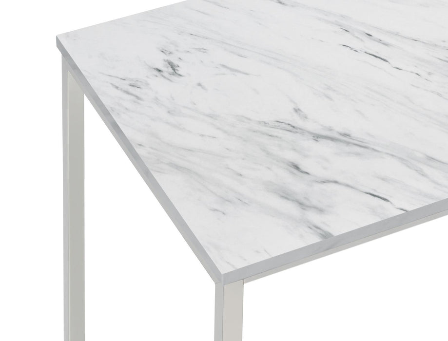 Leona Coffee Table with Casters White and Satin Nickel - Visions in Furniture (La Mirada, CA)