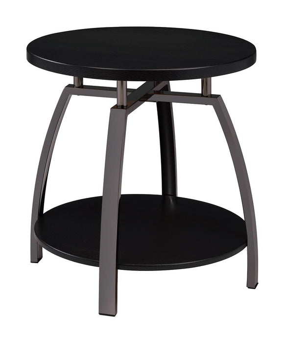 Dacre Round End Table Dark Grey and Black Nickel - Visions in Furniture (La Mirada, CA)