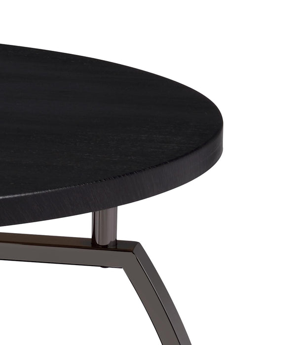 Dacre Round End Table Dark Grey and Black Nickel - Visions in Furniture (La Mirada, CA)