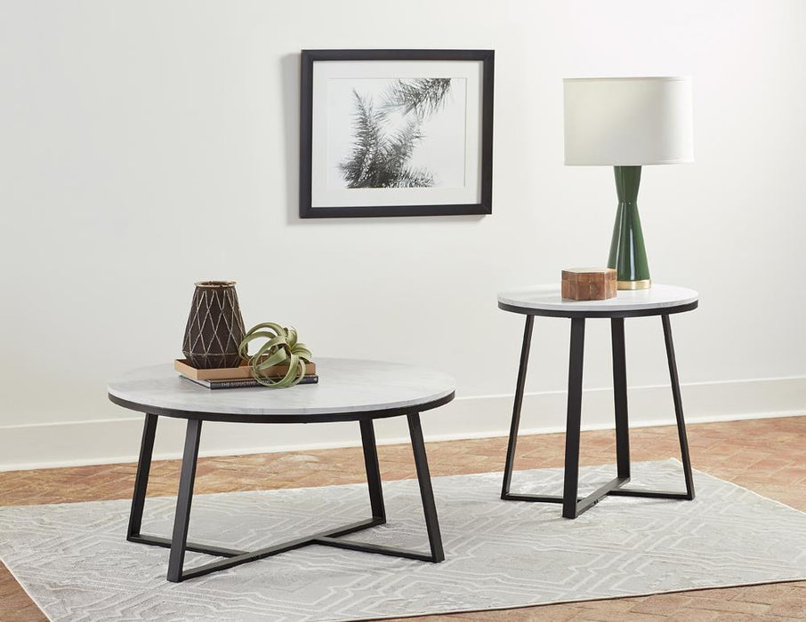 Hugo Round Coffee Table White and Matte Black - Visions in Furniture (La Mirada, CA)