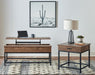 Byers Black Coffee Table with Hidden Storage Brown Oak and Sandy Black - Visions in Furniture (La Mirada, CA)