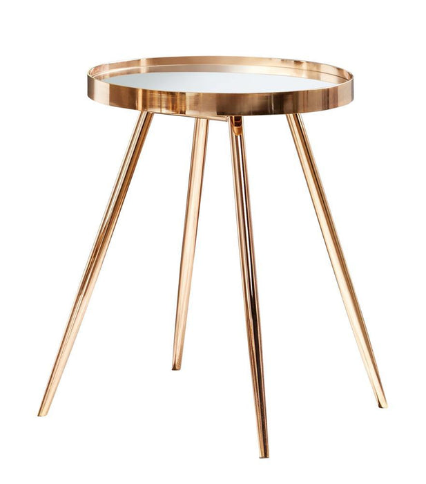 Kaelyn Round Mirror Top End Table Gold - Visions in Furniture (La Mirada, CA)