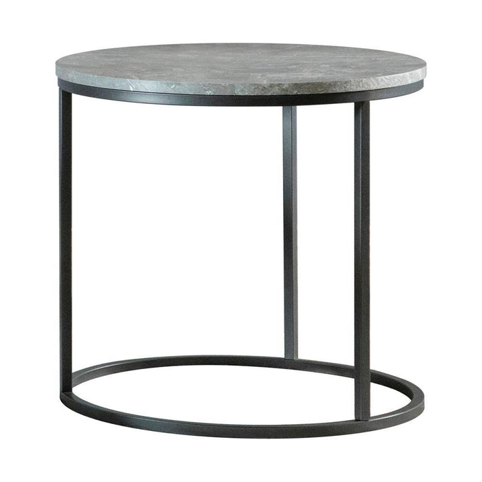 Lainey Faux Marble Round Top End Table Grey and Gunmetal - Visions in Furniture (La Mirada, CA)