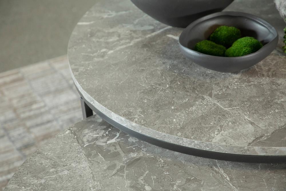 Lainey Round 2-piece Nesting Coffee Table Grey and Gunmetal - Visions in Furniture (La Mirada, CA)
