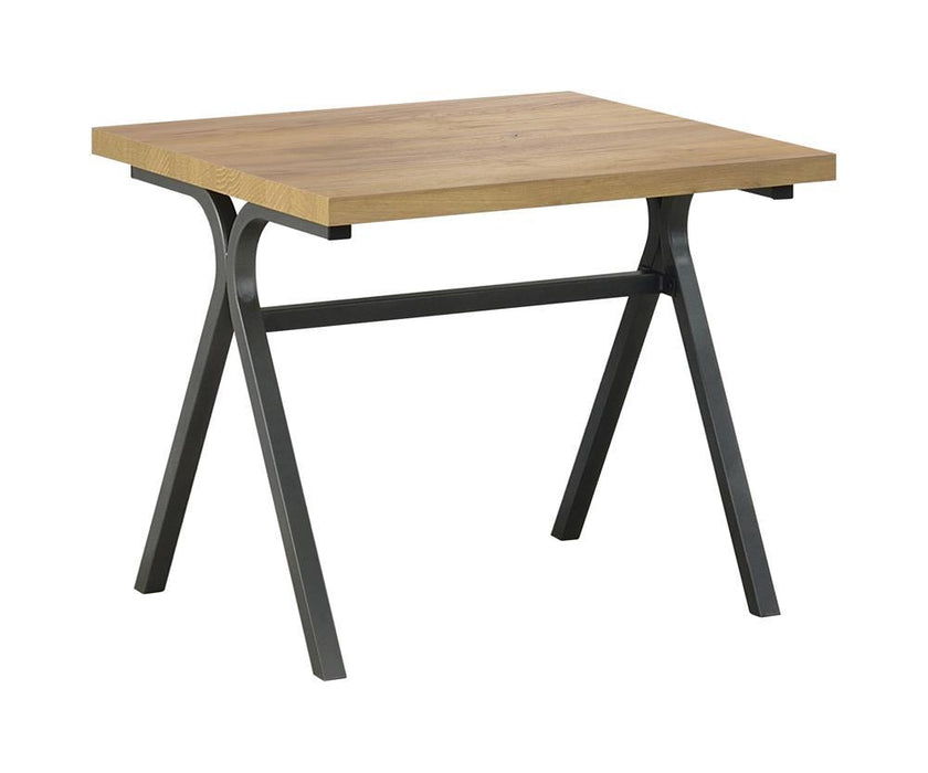Colmar 3-piece Trestle Occasional Table Set Golden Oak and Gunmetal - Visions in Furniture (La Mirada, CA)
