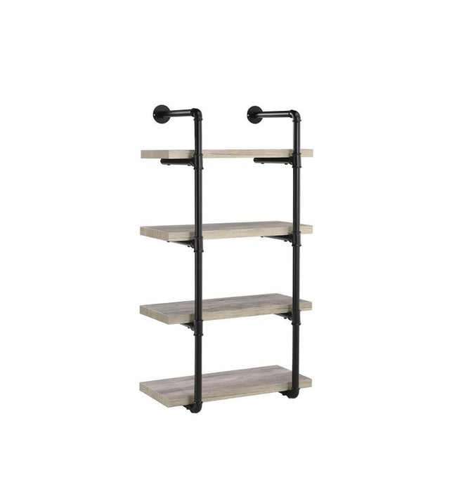 Elmcrest 24-inch Wall Shelf Black and Rustic Oak - Visions in Furniture (La Mirada, CA)