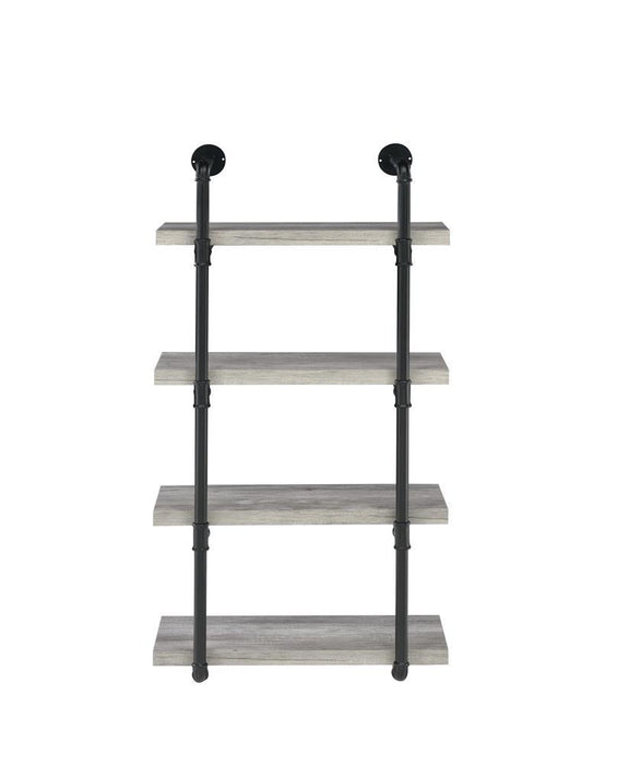 Elmcrest 24-inch Wall Shelf Black and Grey Driftwood - Visions in Furniture (La Mirada, CA)