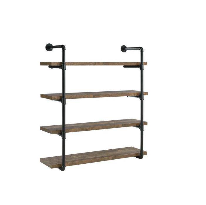 Elmcrest 40-inch Wall Shelf Black and Grey Driftwood - Visions in Furniture (La Mirada, CA)