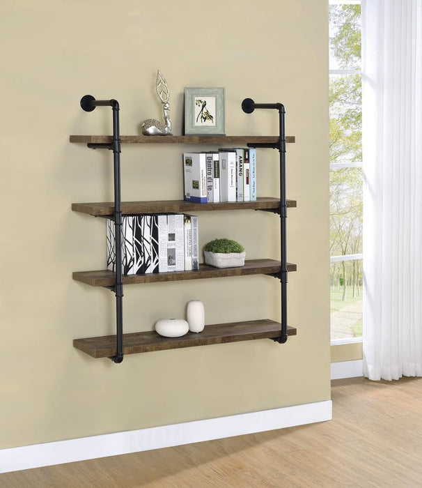 Elmcrest 40-inch Wall Shelf Black and Grey Driftwood - Visions in Furniture (La Mirada, CA)