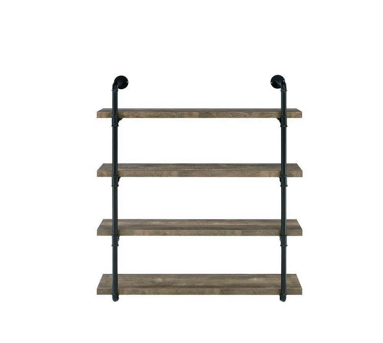 Elmcrest 40-inch Wall Shelf Black and Rustic Oak - Visions in Furniture (La Mirada, CA)
