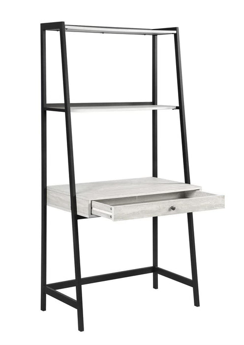 Pinckard 1-drawer Ladder Desk Grey Stone and Black - Visions in Furniture (La Mirada, CA)