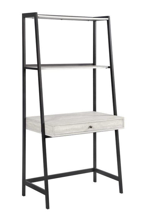 Pinckard 1-drawer Ladder Desk Grey Stone and Black - Visions in Furniture (La Mirada, CA)