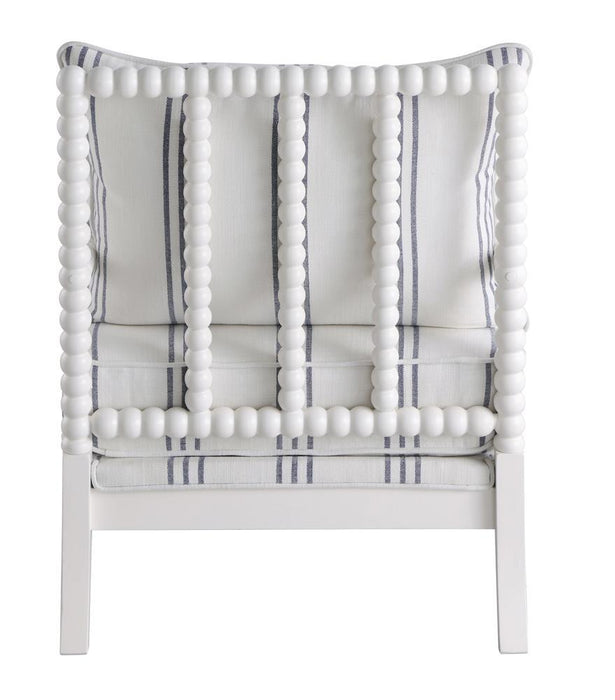 Blanchett Upholstered Accent Chair with Spindle Accent White and Navy - Visions in Furniture (La Mirada, CA)