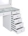 Percy 7-drawer Glass Top Vanity Desk with Lighting White - Visions in Furniture (La Mirada, CA)