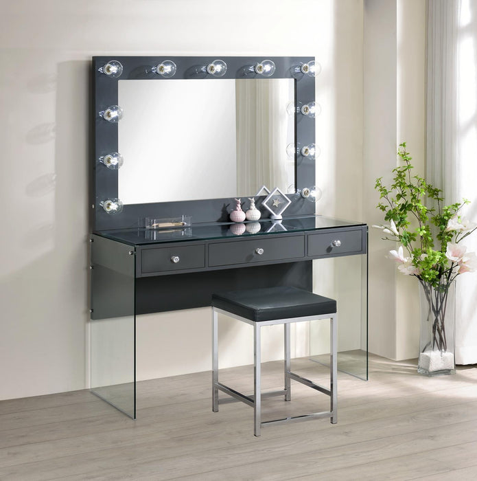 Afshan Upholstered Square Padded Cushion Vanity Stool - Visions in Furniture (La Mirada, CA)