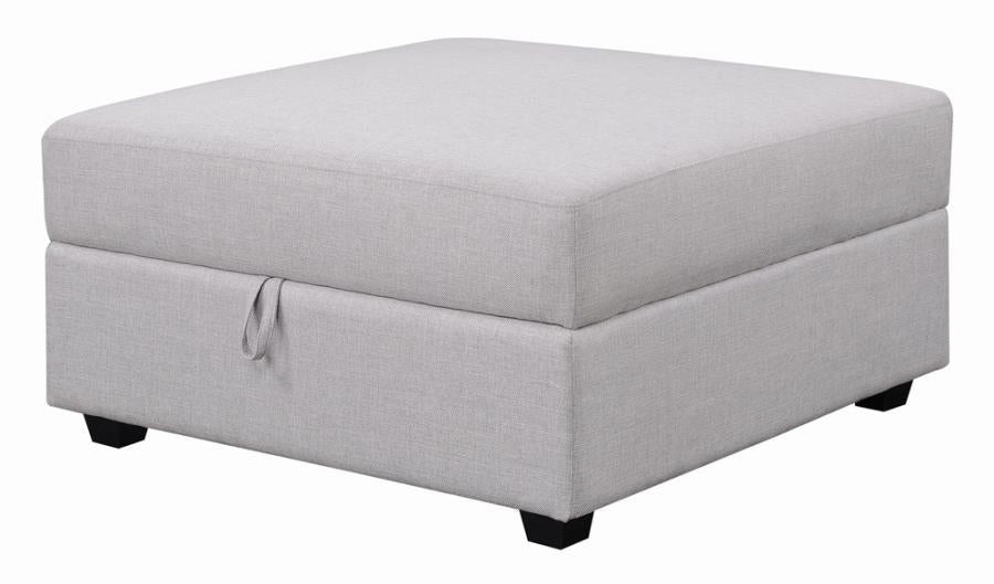 Cambria Upholstered Square Storage Ottoman Grey - Visions in Furniture (La Mirada, CA)