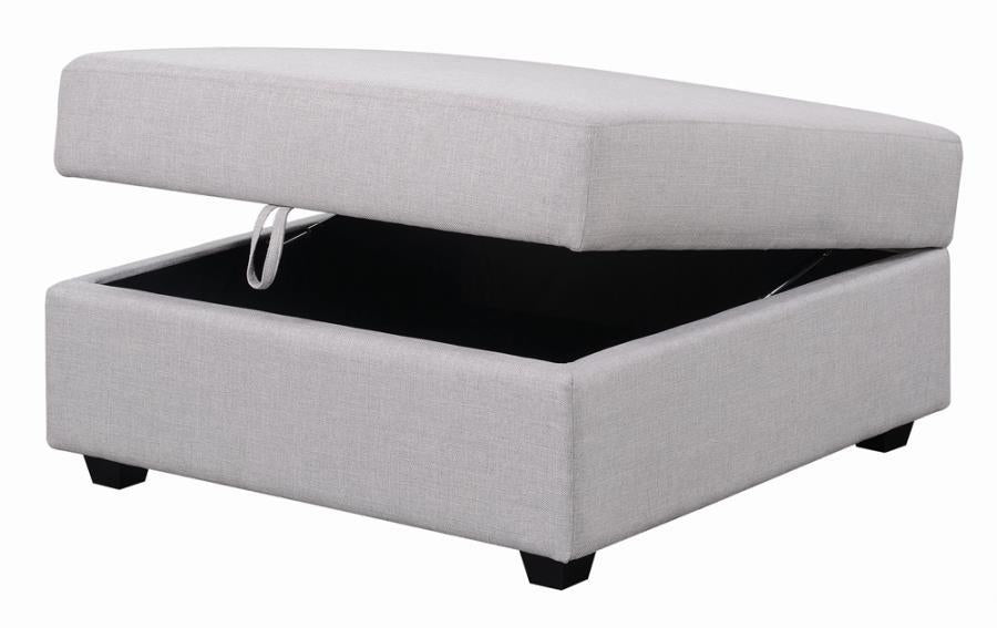 Cambria Upholstered Square Storage Ottoman Grey - Visions in Furniture (La Mirada, CA)