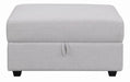 Cambria Upholstered Square Storage Ottoman Grey - Visions in Furniture (La Mirada, CA)