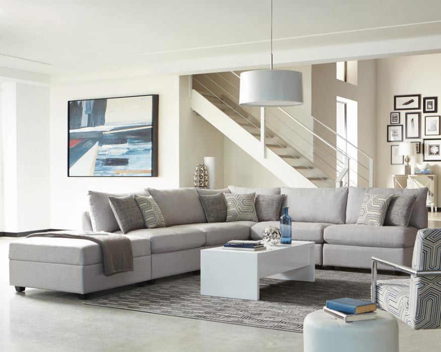 Cambria Upholstered Square Storage Ottoman Grey - Visions in Furniture (La Mirada, CA)